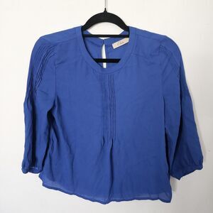 Elodie Blouse Size Medium Cobalt Blue Cottage Core Flowy Pleated Top